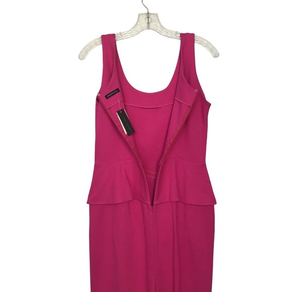 Josie Natori Pink Jersey Sleeveless Peplum Dress Size 6 Bodycon Mob Wife - Picture 2 of 13